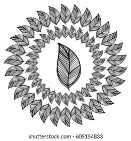 rustic round sign leaves design
