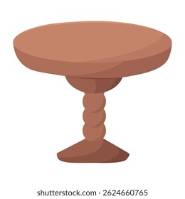 Rustic round wooden table. Vector illustration