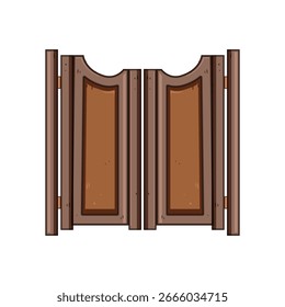 rustic saloon doors cartoon. cafe partition, vintage classic, interior wood rustic saloon doors sign. isolated symbol vector illustration