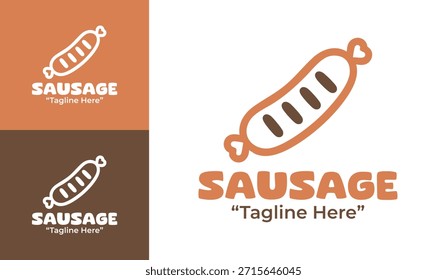 Um logotipo de salsicha rústica projetado para talhos e marcas de carne tradicionais.