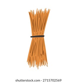Rustikales Garn mit goldenem Weizen oder Stroh. Bauernhof und Ernteelement. Vektorgrafik