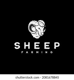 Rustic Sheep Head Horns Silhouette logo design inspiration