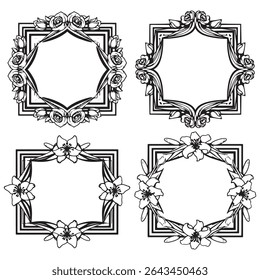 Rustic and Sophisticated Vintage Decorative Floral Border Vector Collection
