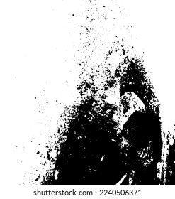 Rustic splash vector texture. Abstract background. Weathered surface and shape. Dirty and damaged backdrop. Vector graphic illustration with transparent white. EPS10.