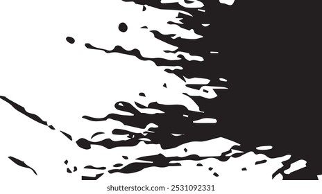 Rustic splash vector texture. Abstract background. Weathered surface and shape. Dirty and damaged backdrop. Vector graphic illustration with transparent white.