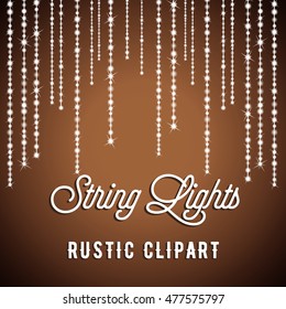 Rustic String Lights Background - Rustic String Lights Vector Clipart EPS 10
