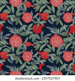 Rustic style  sealmess floral pattern design. Red color flowers and leaf background. Skarf, style, textile, fashion vector pattern 