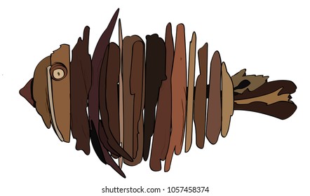 rustic style wooden fish