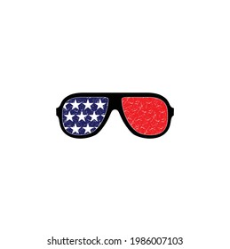 Rustic Sunglasses Shape USA Flag Independence Day USA, Good for T-Shirts, Happy July 4th, Eye Wear