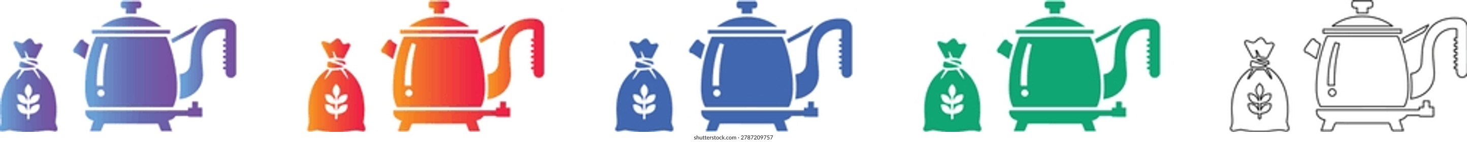Rustic Teapot and Grain Sack Illustration Collection vol 1048