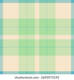 Padrão de textura rústica sem emenda, pano de fundo dourado tartan têxtil. Vetor comercial verificar tecido xadrez na paleta de cores claras e verdes.