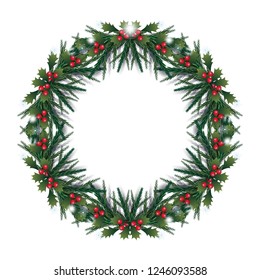 Rustic Twig Christmas Berry Wreath and Garland decoration is handmade on Christmas tree green branches base and filled with bright red pip berries. Stunning winter holiday seasonal decorative elements Rustic Twig Christmas Berry Wreath and Garland decoration is handmade on Christmas tree green branches base and filled with bright red pip berries. Stunning winter holiday seasonal decorative elements