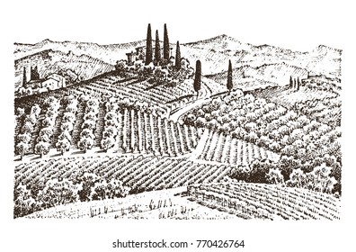 1,926 Tuscany landscape sketch Images, Stock Photos & Vectors ...