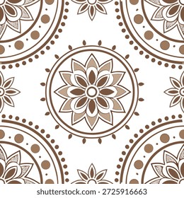Rústico vintage medalhão sem emenda telhas tons terra no fundo branco ideal para conceito de estilo de fazenda como Projetando telha sem emenda com rústico vintage medalhão padrões em tons terra no fundo branco para estilo de fazenda no Conceito de Stock de Foto e espaço vazio no lado esquerdo, sem texto —ar 7:2 —azulejo
