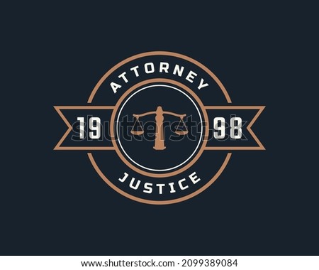Rustic Vintage Retro Label Badge Emblem Justice Scale Stamp for Attorney Logo Design Inspiration