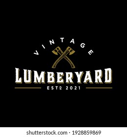 rustic vintage style lumberyard or lumberjack  logo, rustic ax logo design