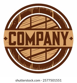 Rustic vintage style wood barrel logo design for company branding or business purposes