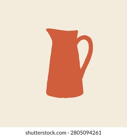 Rustic Water Pitcher Illustration in Scandinavian Flat Vector 