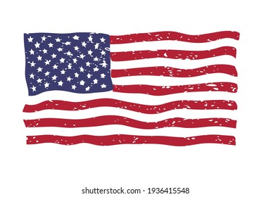 Rustic Waving American Flag Vector Background Illustration
