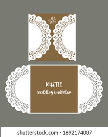 Rustic wedding invitation vector template lasercut papercut file