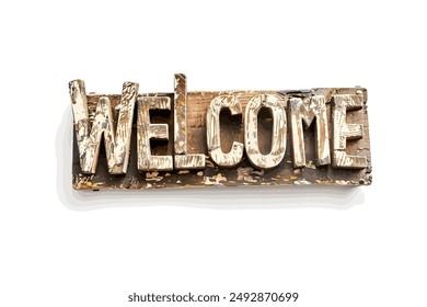 Rustic Welcome Sign with Distressed Wood. Vector illustration design.