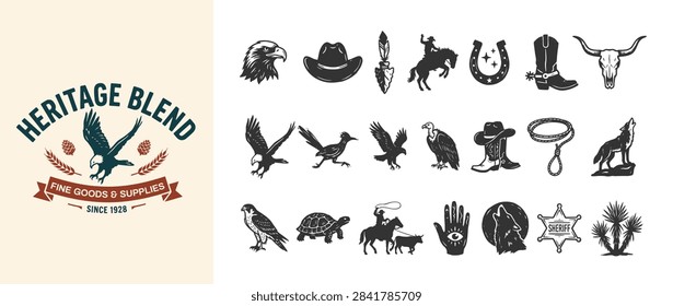 Rustic Western icon set