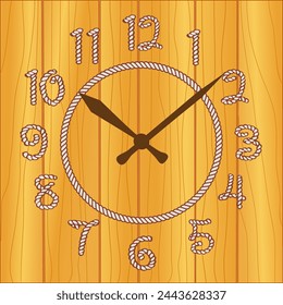 Rustic western rope lasso design clock timepiece, hour and minute hands can be re-positioned in EPS vector file. 