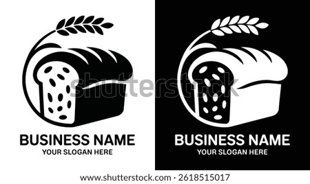 Rustic wheat and bread loaf logo for bakeries representing daily fresh-baked goods and traditional craftsmanship