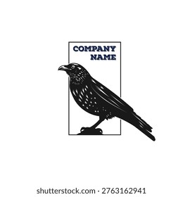 Rustic Wild Black Crow Raven Bird Perched Corvus Rook Silhouette