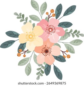 Rustic Wildflower Wedding Bouquet Illustration