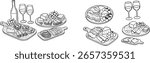 Rustic Wine and Cheese Platter Sketches – Handcrafted Gourmet.