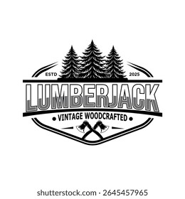 Rustic Wood Axes Logo. Vintage Axe Logo Design Vector Template. Minimalist style Lumberjack Logo Vector Illustration.