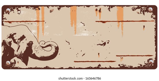 Rustic wood sign with Asian elephant background