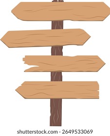 Ilustração de vetor de placa de seta em branco de madeira rústica para navegação ao ar livre e design de Wayfound