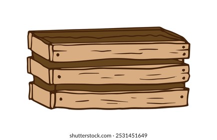 rustic wooden crate, outlined in a simple, hand-drawn style. vintage, organic feel, packaging designs, labels, farming, storage, rustic themes for branding, product labels, or instructional	