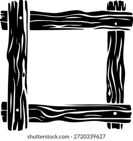 Ilustração Rústica Quadro de Madeira no Fundo Branco. Vetor de borda de quadro de madeira desenhado à mão. Ilustração de arte de linha de moldura quadrada de madeira. Vetor de quadro de madeira para cartaz, sinal ou marca.