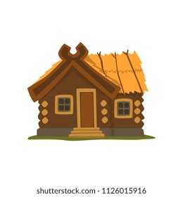 Rustic wooden log cabin vector Illustration on a white background