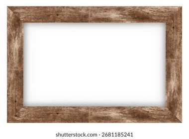 Quadro de imagem de madeira rústica com fundo branco vazio