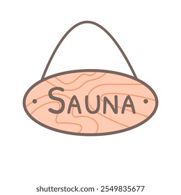 Rustic wooden sign with "sauna" text, perfect for spa or bathhouse doors.