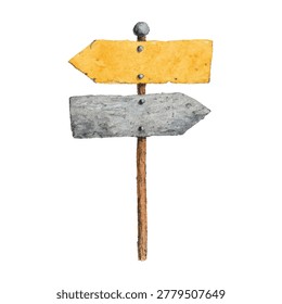 Rustic wooden signpost with arrows