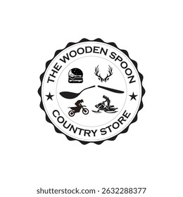 Rustic Wooden Spoon logo featuring a hand-drawn spoon and natural elements, perfect for organic restaurants, handmade kitchenware brands, or farm-to-table food businesses emphasizing tradition and war