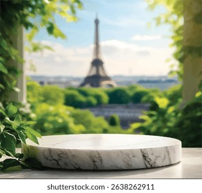 Rustic Wooden Table and Blurred Tea Plantation View - Circle Wooden Table and Soft Focus Tea Estate Landscape - Empty Round Wooden Table Over Scenic Tea Farm Background - Blurry Tea Garden View with