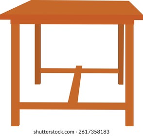 Rustic wooden table vector – flat design carpentry furniture for kitchen, dining room, or work area, minimalist brown wood table clipart isolated on white.
