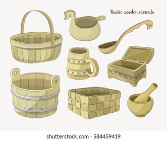 Rustic wooden utensils