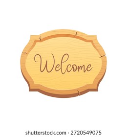 Señal de bienvenida de madera rústica con texto cursivo