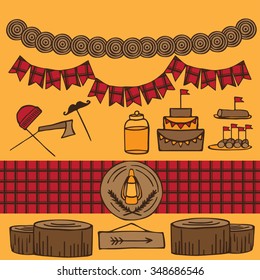 Rustic Woodsy Outdoor Lumberjack party ideas, camping party ideas vector