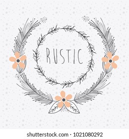 Rustic wreath hand drawn