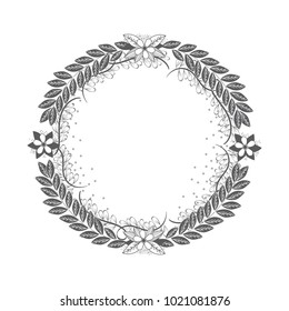 Rustic wreath hand drawn