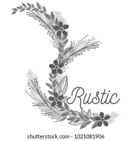 Rustic wreath hand drawn