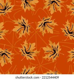 Rusty Autumn Maple Leaves Vector Seamless Pattern